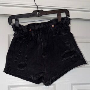 Black Distressed Women Shorts